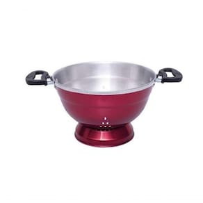 Escorredor E Macarrão De Aluminio Vermelho 20cm Com Pé Docesar