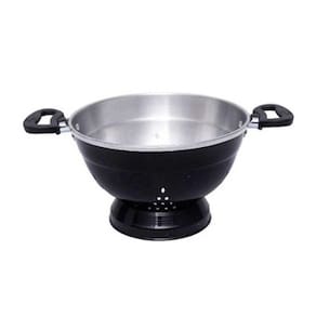 Escorredor E Macarrão De Aluminio Preto 24cm Com Pé Docesar