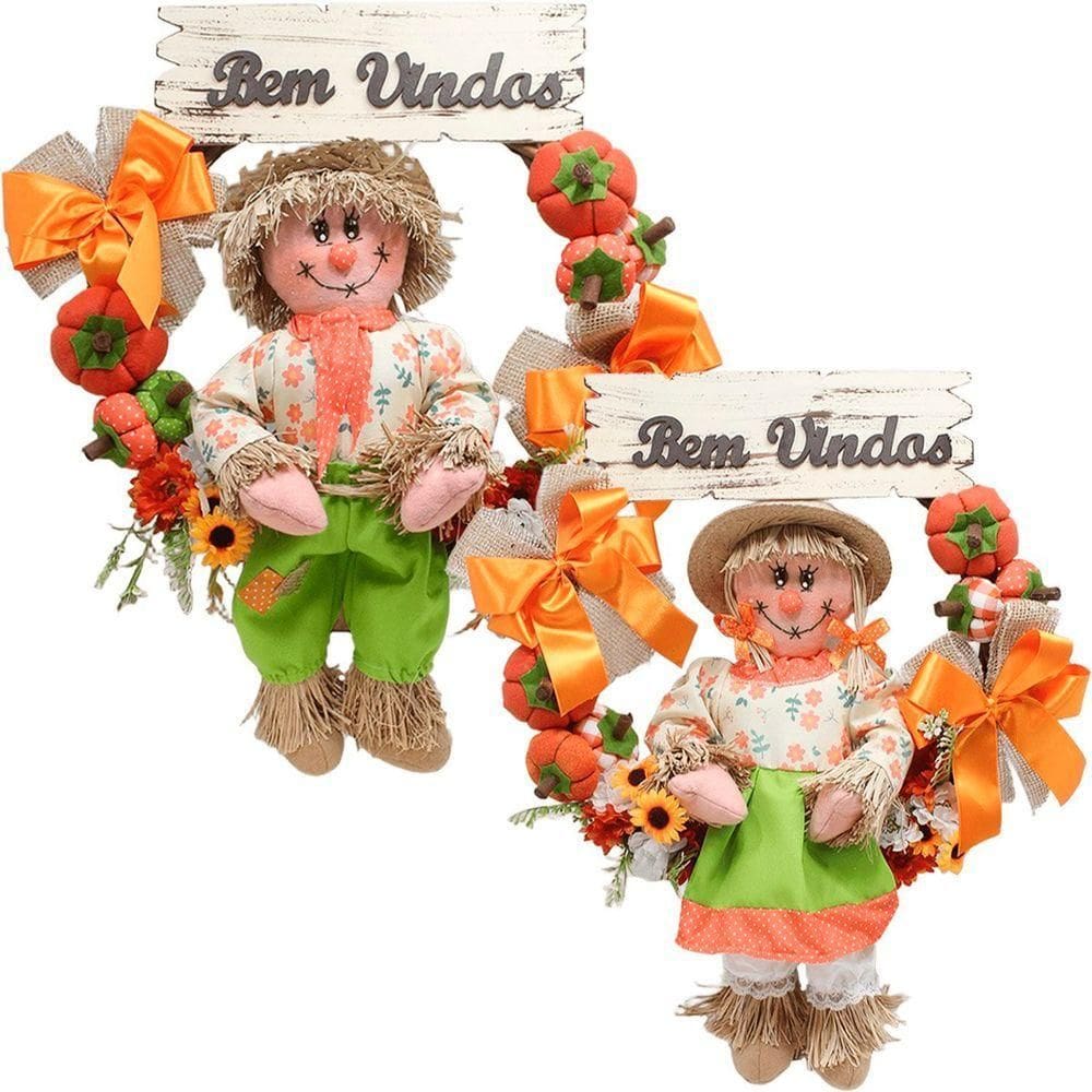 Kit Guirlanda Espantalho Casal Festa Junina Xará Sítio 50cm
