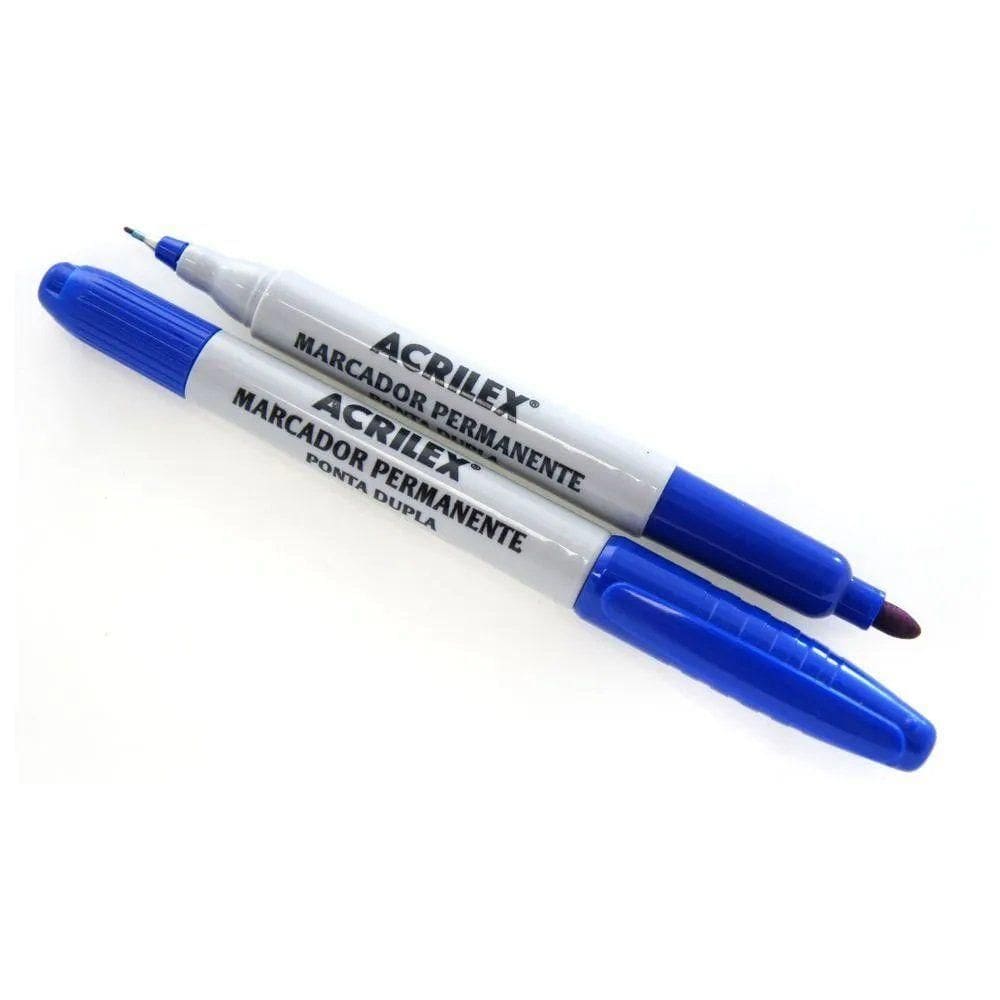 Marcador Permanente Ponta Dupla Ref. 521 Azul Acrilex 062120521