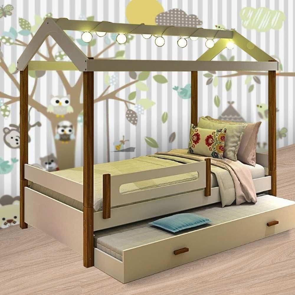 Cama Eliz Branco-mel Com Led, Aux. E 02 Colchões Divaloto