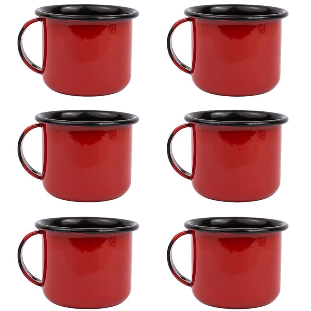 Jogo 6 Canecas Esmaltadas Pequenas Com Alças 90ml Xícaras Ágata Para Café