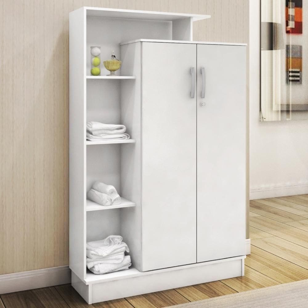 Armário Multiuso Sapateira 2 Portas Com Chave Denver - Branco Branco