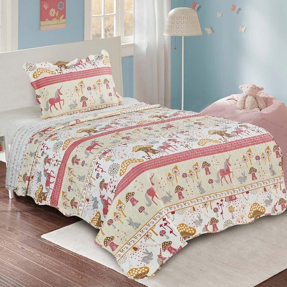 Kit Cobre Leito Colcha Solteiro Infantil Joy 2 Peças