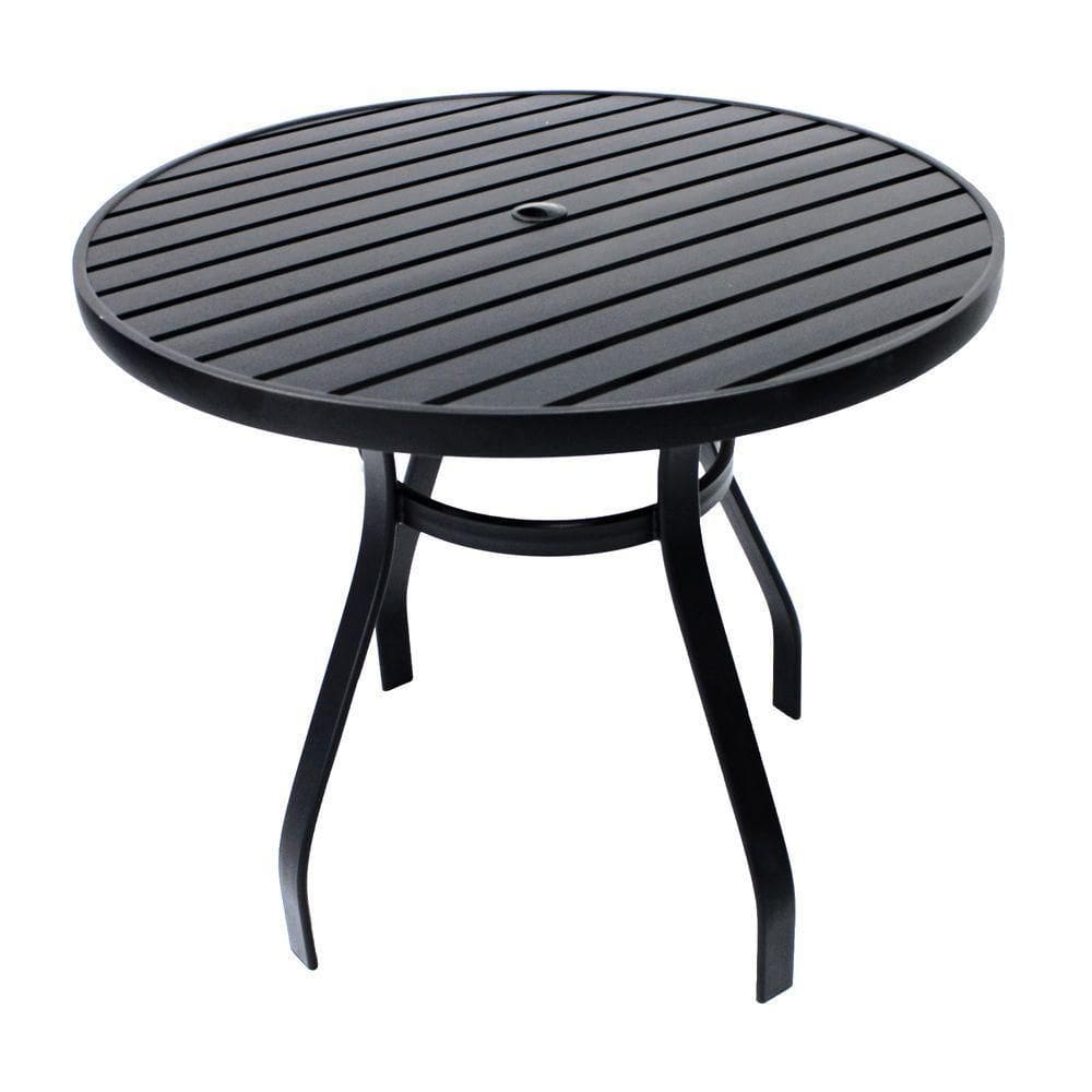Mesa 90cm Sevilla Ripada Alumínio área Externa Interna Jardim Preto