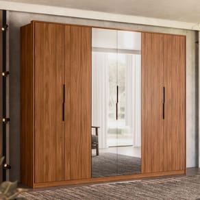 Guarda Roupa Casal 6 Portas Com Espelho E 6 Gavetas Equador - Nogueira Touch