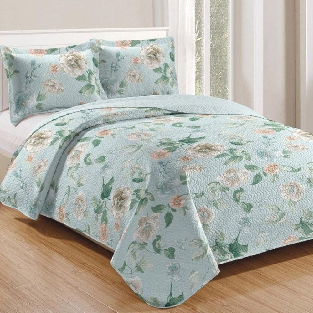 Kit Cobre Leito Colcha Mix Queen Estampado 3 Peças - Marli