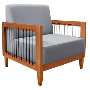 Poltrona Decorativa Lorena Sala De Estar Recepção Escritório Linho Cor:cinza