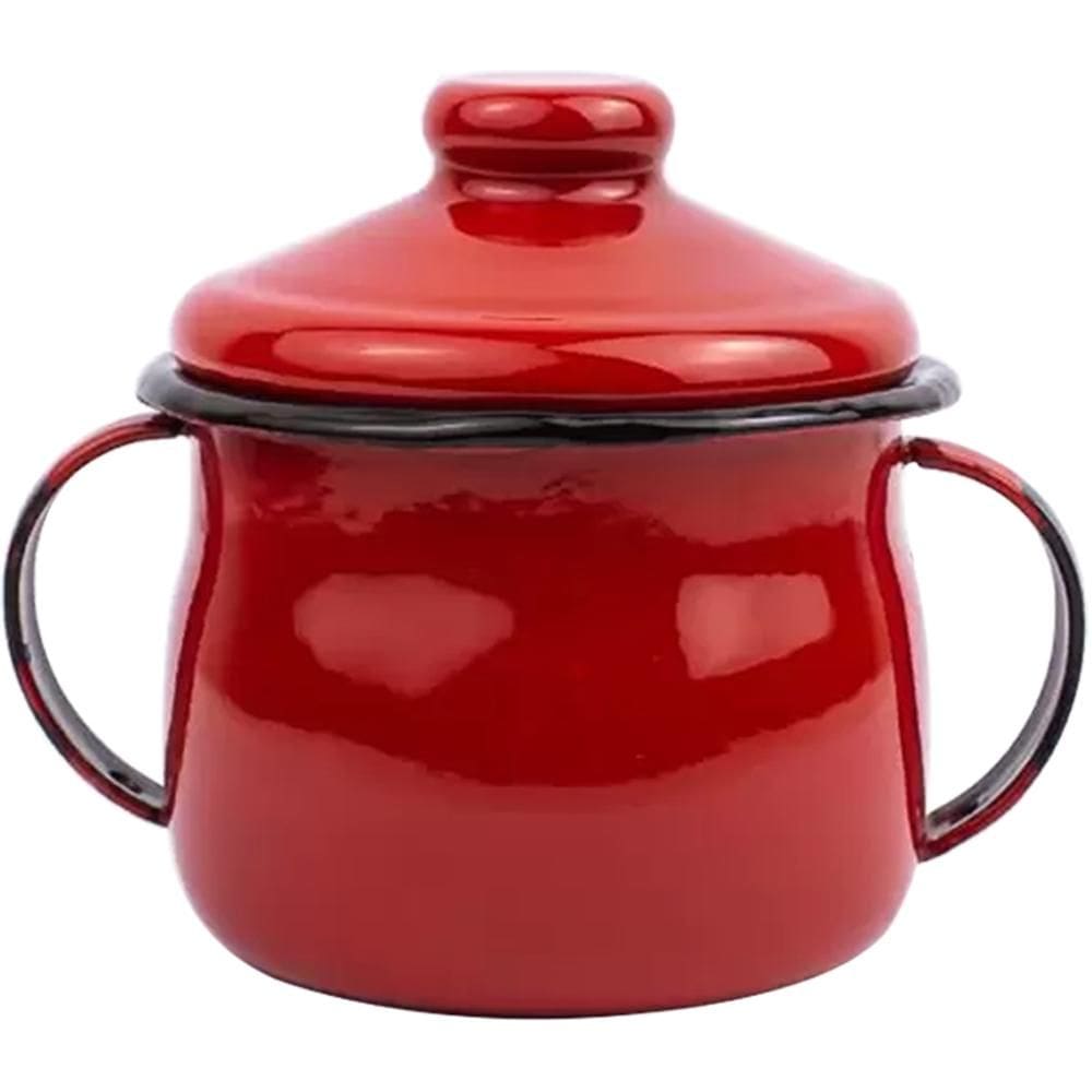 Açucareiro Esmaltado Ágata 500ml Porta Açúcar Com Tampa E Alças Laterais