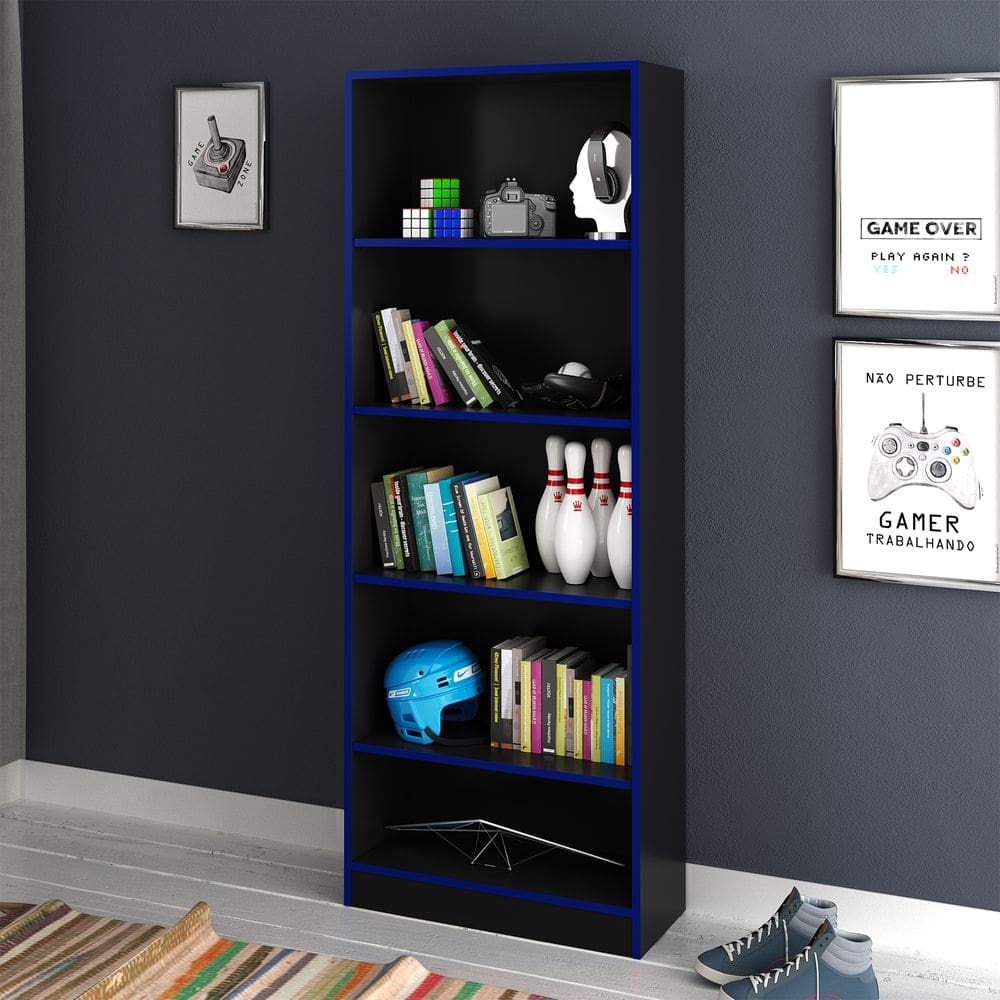 Estante Multiuso com 5 Prateleiras ME4141 Preto Azul