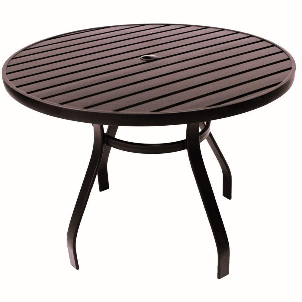 Mesa 90cm Sevilla Ripada Alumínio área Externa Interna Jardim Marrom