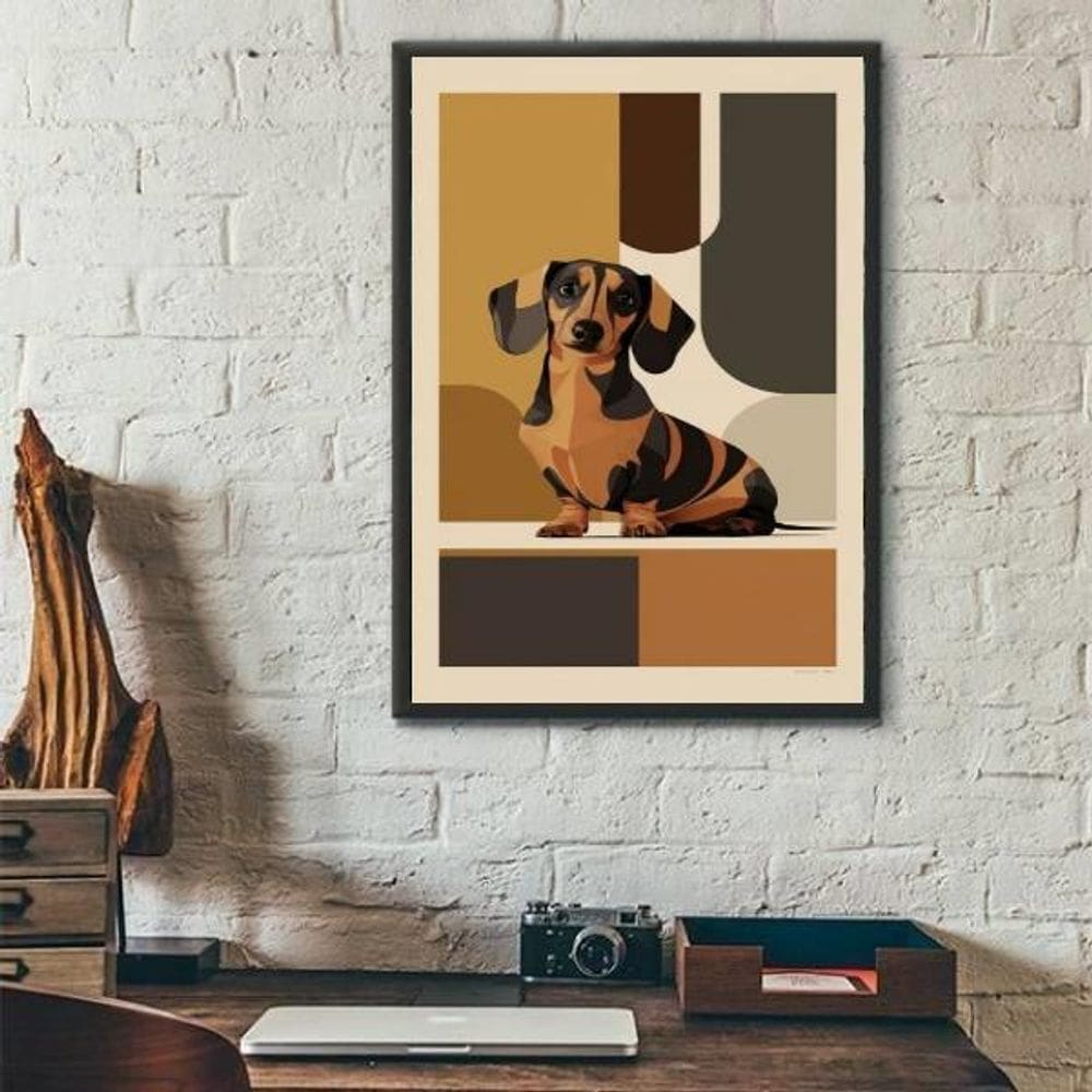 Quadro Decorativo Arte Cão Dachshund 24X18Cm