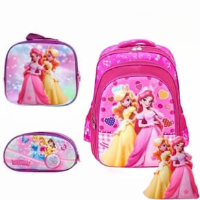 Kit Completo Lancheira Mochila E Estojo Infantil Rosa