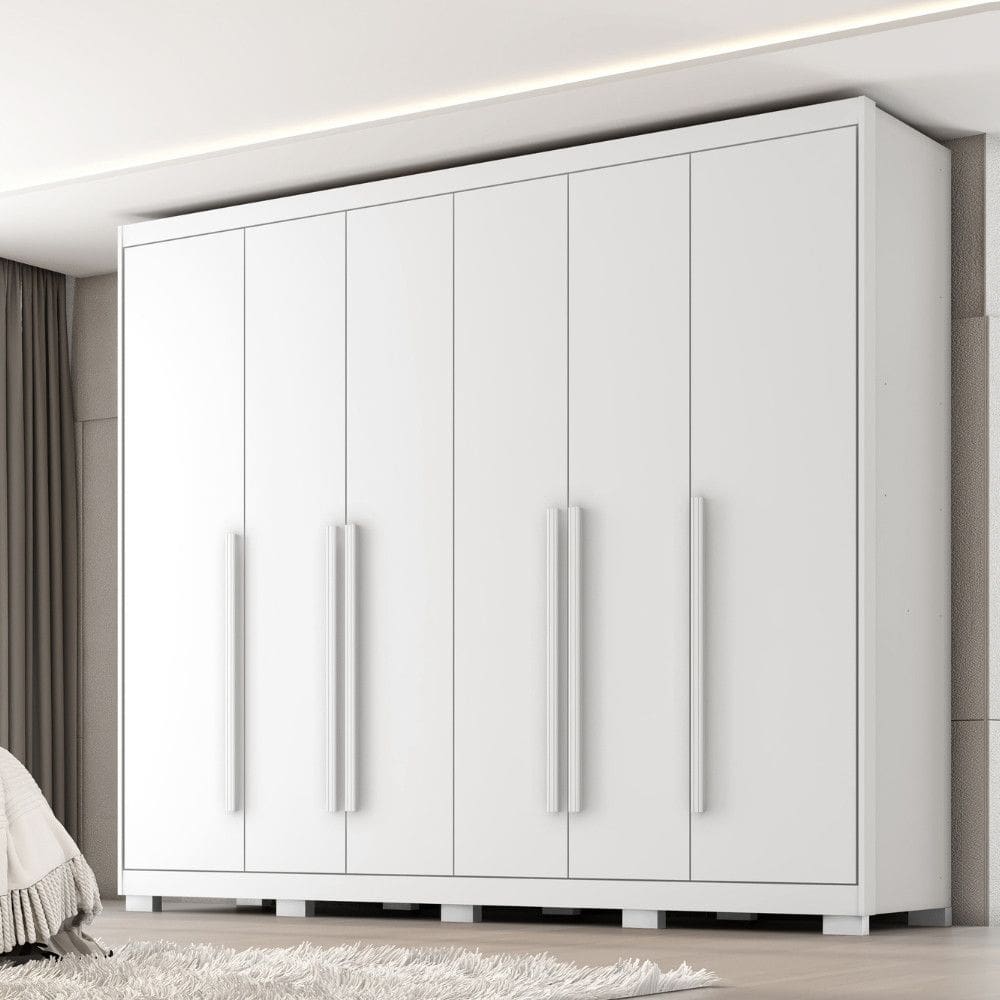 Guarda Roupa Casal com Pés 6 Portas em MDF Platinium Zanzini