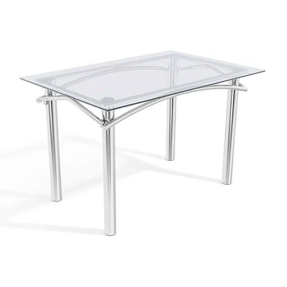 Mesa de Sala Jantar Elba c/ Tampo de Vidro 120cm Cromada - Kappesberg