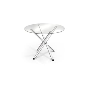 Mesa de Sala Jantar Volga c/ Tampo de Vidro Redondo 95cm Cromada - Kappesberg