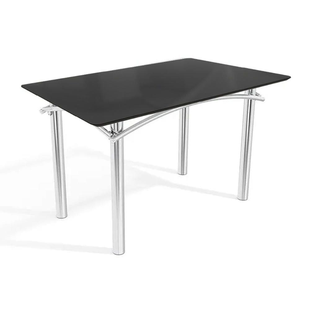 Mesa de Sala Jantar Elba Tampo Madeirado c/ Vidro 120cm Cromada/Preto - Kappesberg