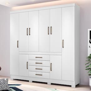 Guarda Roupa Casal 8 Portas E 4 Gavetas New México - Branco Branco