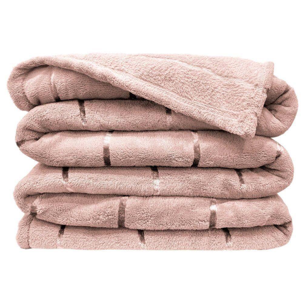 Manta Ruby Flannel Queen Decorativa 100% Poliéster Rosé