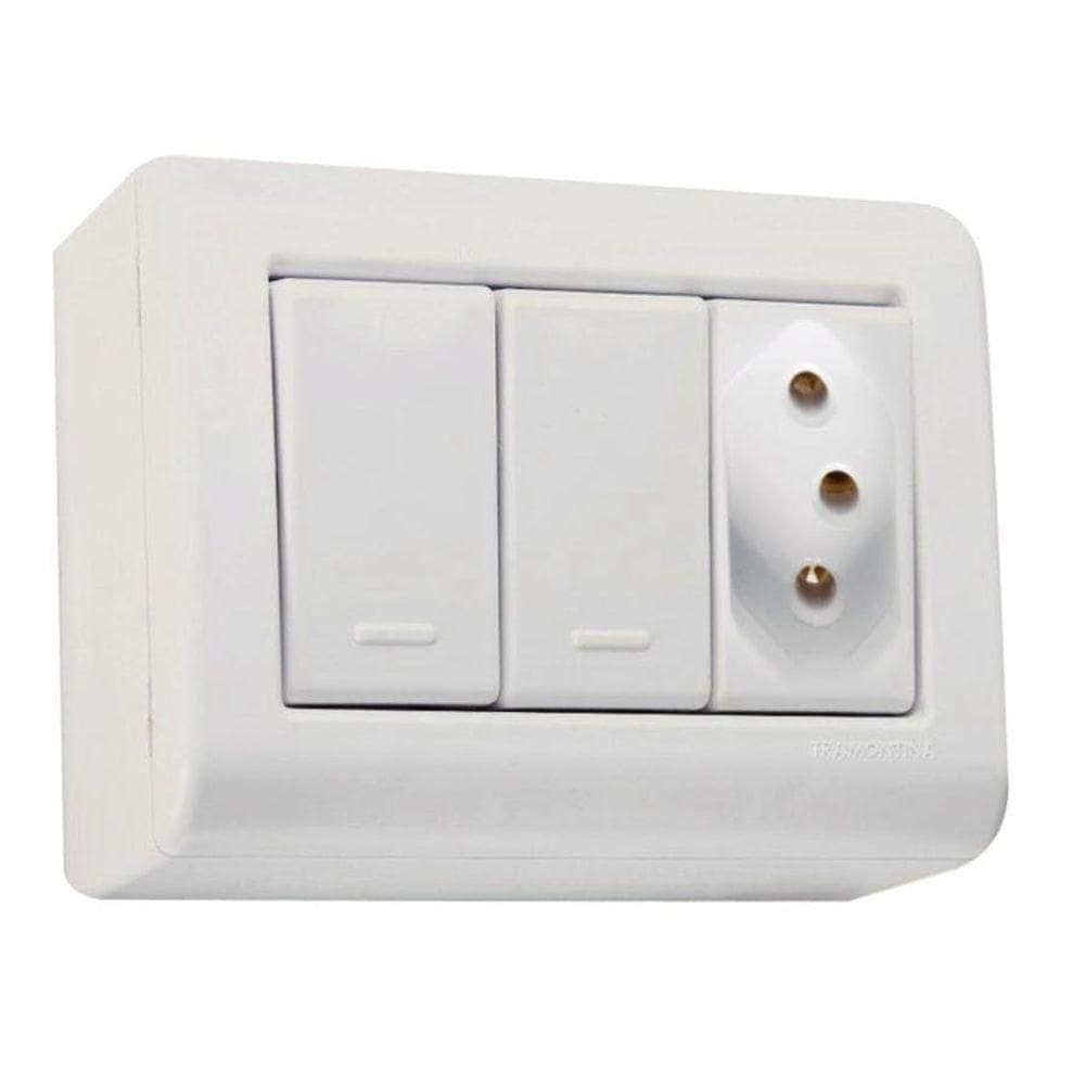 Conjunto Caixa 2 Interruptores Simples250v/ 10a E 1 Tomada 2p + T 250v/ 10a - Tramontina