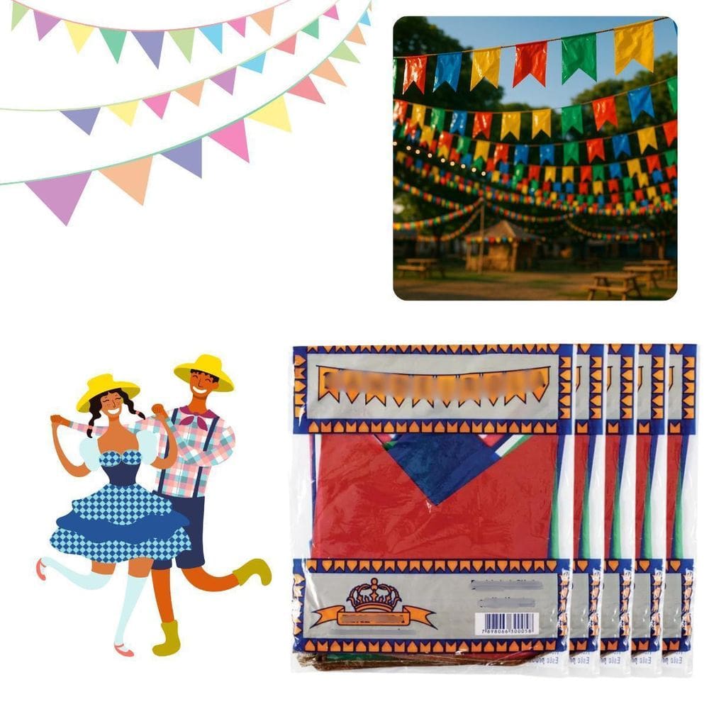 Bandeirinha De Festa Junina 50M Plástica Ambientes Externos