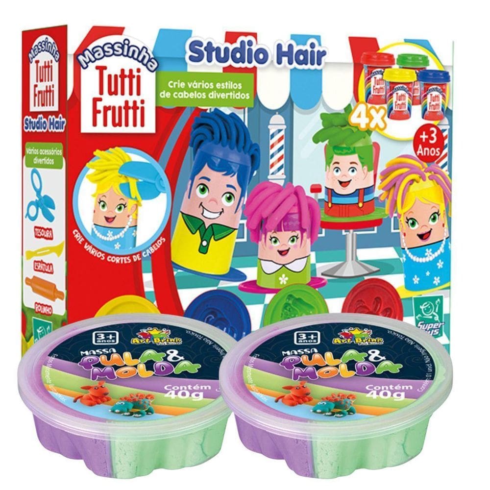 Massinha De Modelar Pula E Molda+ Tutti Frutti Cabelo Studio