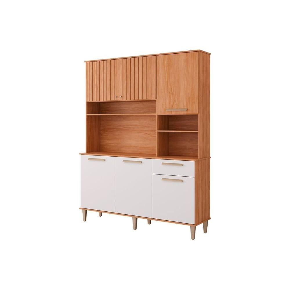 Kit de Cozinha Compacta Mila 6 Portas 1 Gaveta e 4 Nichos Cinamomo/Branco - MGM