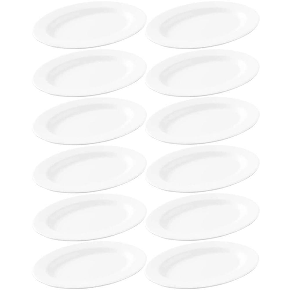 12 Travessas Ovais Melamina Branca 25x18cm Bandeja Rasa Servir Haus Concept