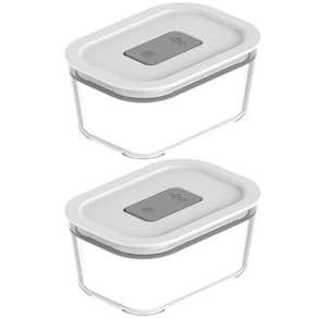 Kit 2 Potes De Vidro Borossilicato 370ml Hermético Fresh Lock Branco Marmita Ou