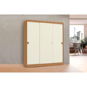 Guarda Roupa Casal 3 Portas de Correr e 2 Gavetas R589 Canela/Off White - Kappesberg