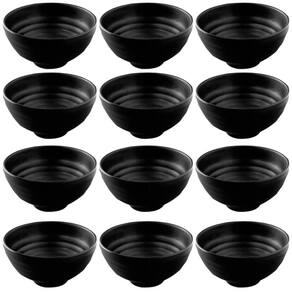 12 Bowls de Melamina Miso Preto 11,3x6cm Servir Ceviche e Shimeji Haus Concept