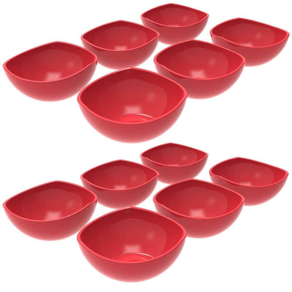 12 Potes de Sobremesa Doces Vermelho 265ml Plástico Trio Crippa Tigela