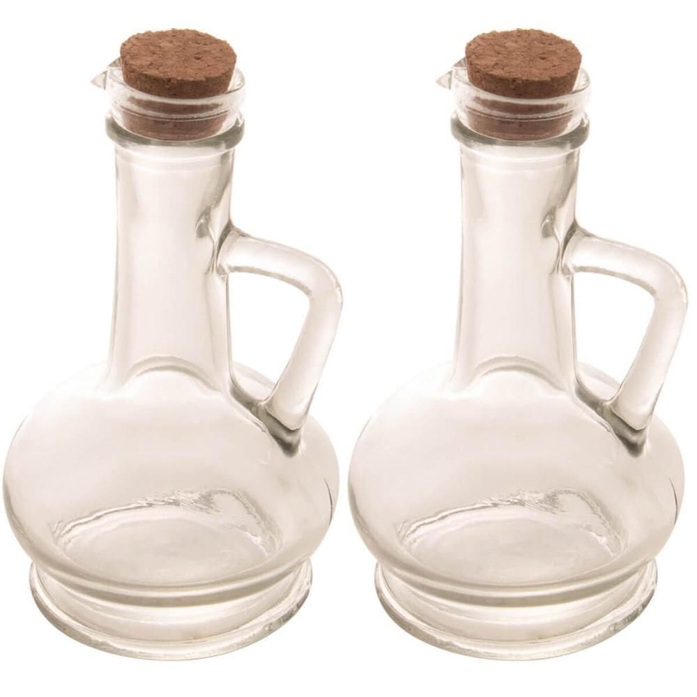Kit 2 Potes de Vidro Tampa Rolha 230ml para Azeite e Vinagre Lyor Porta Condimentos