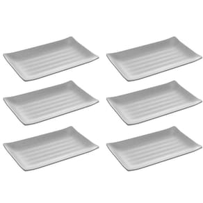 6 Travessas Melamina 17,5x11cm Prato Sushi Lyor Tóquio Granilite Retangular
