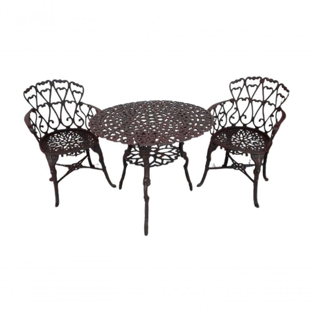 Conjunto Mesa 2 Poltronas Viena Premium Jardim Varanda Sacada Marrom
