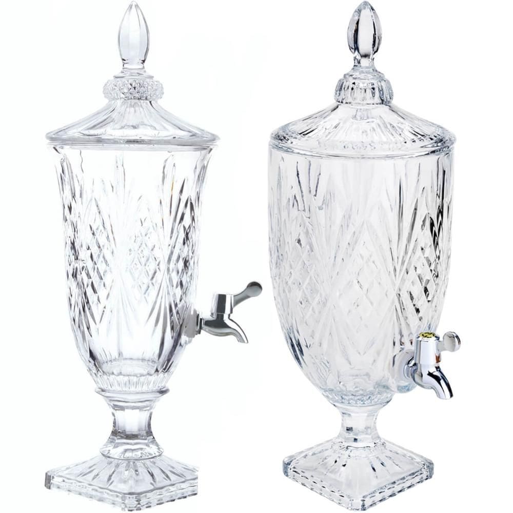 2 Suqueiras Dublin de Cristal 2L e 4,5L Lyor Dispenser de Bebidas Sucos Água Drinks