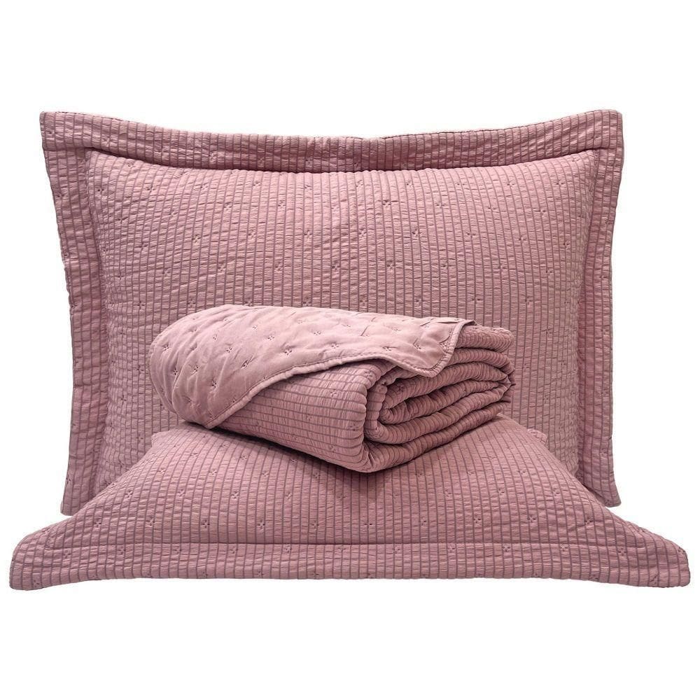 Cobre Leito Queen Lume Dupla Face 3pç 100% Poliéster Malva