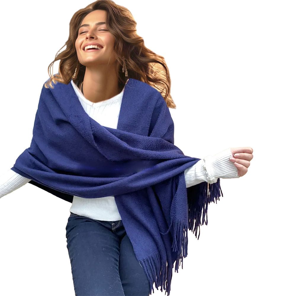 Pashmina Cachecol Xale Echarpe Lenço Longo Liso - Modelo Grosso com Franjas