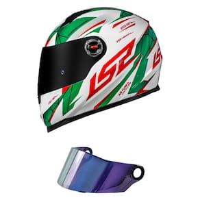 Capacete LS2 FF358 Draze Branco Verde e Vermelho Mais Viseira Camaleão
