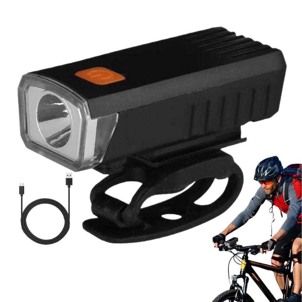 Lanterna Farol Dianteira Luz Super Brilhantes Ciclismo Bicicleta Bike Triciclo Recarregável Usb Preto
