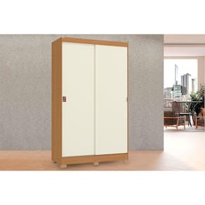 Guarda Roupa Solteiro 2 Portas de Correr e 2 Gavetas c/ Pés CB02R588 Canela/Off White - Kappesberg