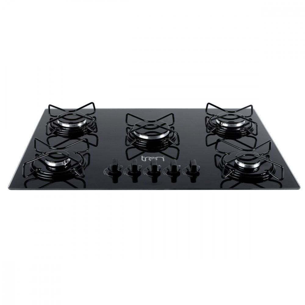 Cooktop Vidro A Gás 5 Bocas 75x52cm Bivolt Tron