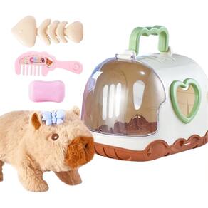 Brinquedo Capivara de Pelúcia Elétrico - Anda e Emite Som