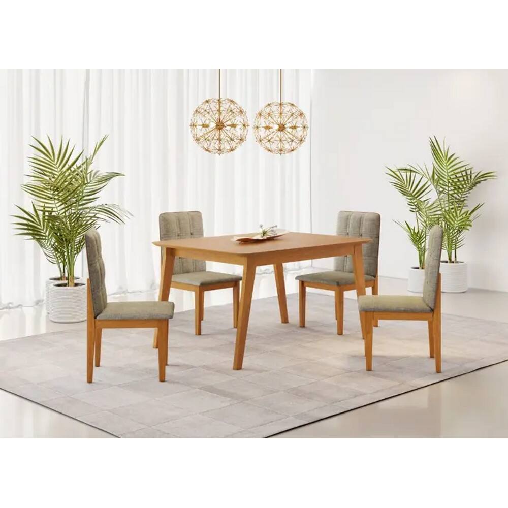 Mesa Elegance 4 Cadeiras Ágata 1,20 Linho Cinza JCM Cinamomo