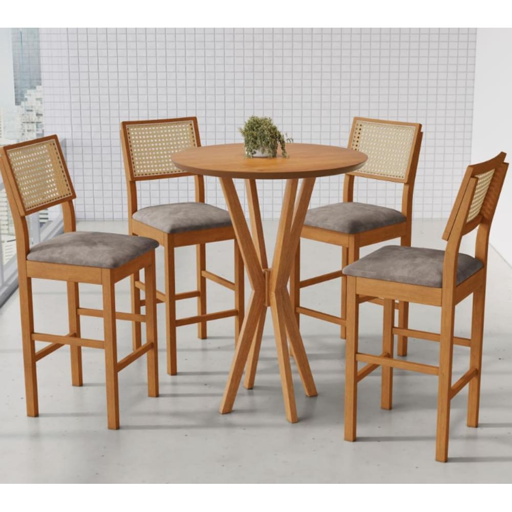 Mesa Bistrô Simpatia 4 Banquetas Jade Tela JCM Cinamomo