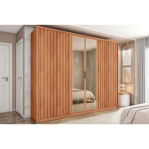 Guarda Roupa Casal 6 Portas e 4 Gavetas c/ Vidro Reflecta Centurium Freijo - Caemmun