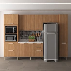 Cozinha Freijó 320cm 6 Peças, 9 Portas e 5 Gavetas Freijó