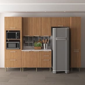 Cozinha Freijó 320cm 5 Peças, 9 Portas e 5 Gavetas Freijó