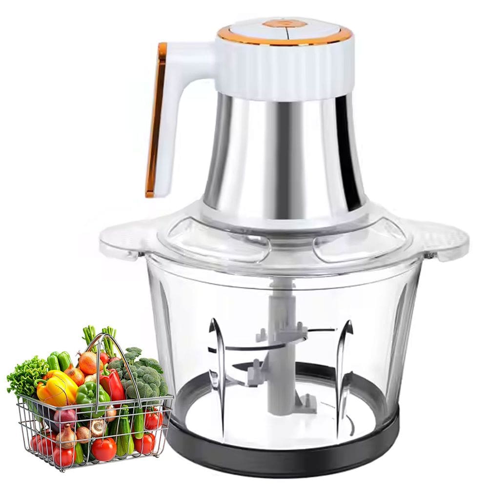 Mini Processador Eletrico 4 Laminas 3 Litros Moedor de Carne Tritura Legume Verdura Alimento Tempero Especiarias Potente Refeiçao Preparo