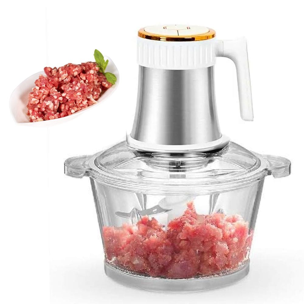 Mini Processador Eletrico Moedor de Carne 4 Laminas 3 Litros Tritura Verdura Legume Tempero Especiarias Alimento Preparo